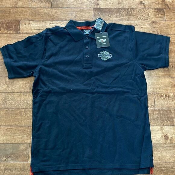 Harley-Davidson Other - NWT Harley Davidson black knit polo size L embroidered